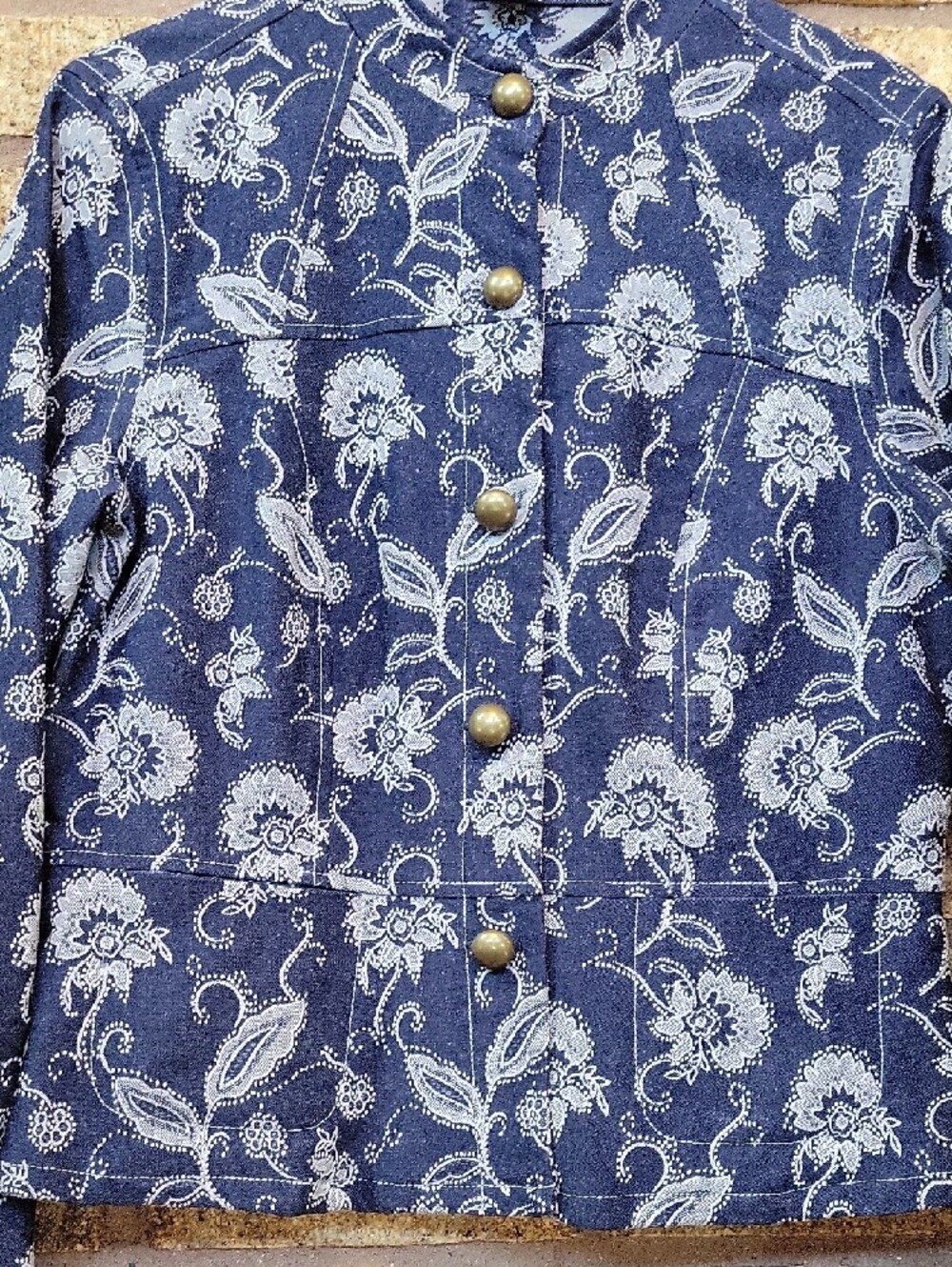 Bamboo Trader Jacquard Floral Embroidered Jacket Size Large Stretch - Picture 5 of 15